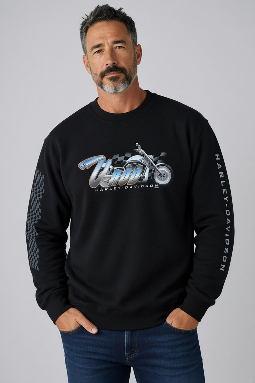 Vintage 2001 Harley Davidson V-Rod Sweatshirt 1st Ellington CT Black Large
